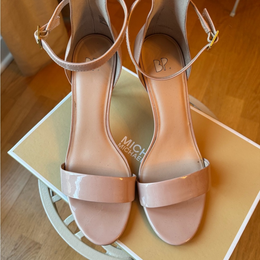 bp Nude Patent Open-Toe Ankle-Strap Heels